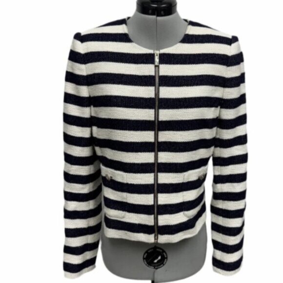 Karl Lagerfeld *  Paris Woman's Tweed  Suit Jacket Blazer Striped Size 6 - Picture 11 of 11